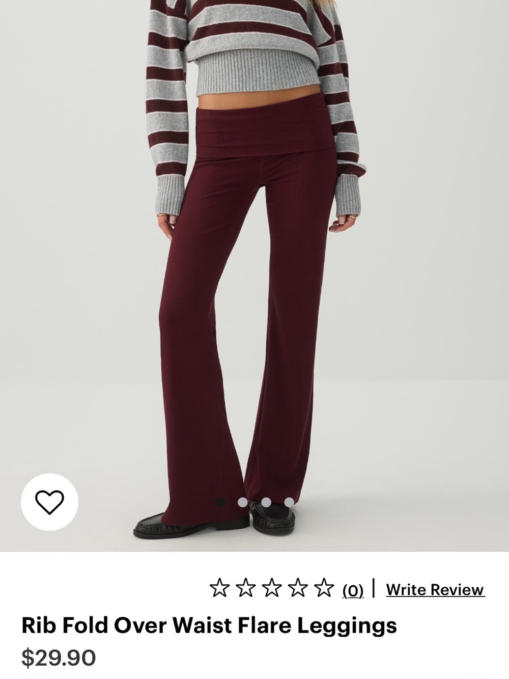 Ardene Fold-Over Waist Flare Leggings - Deep Burgundy